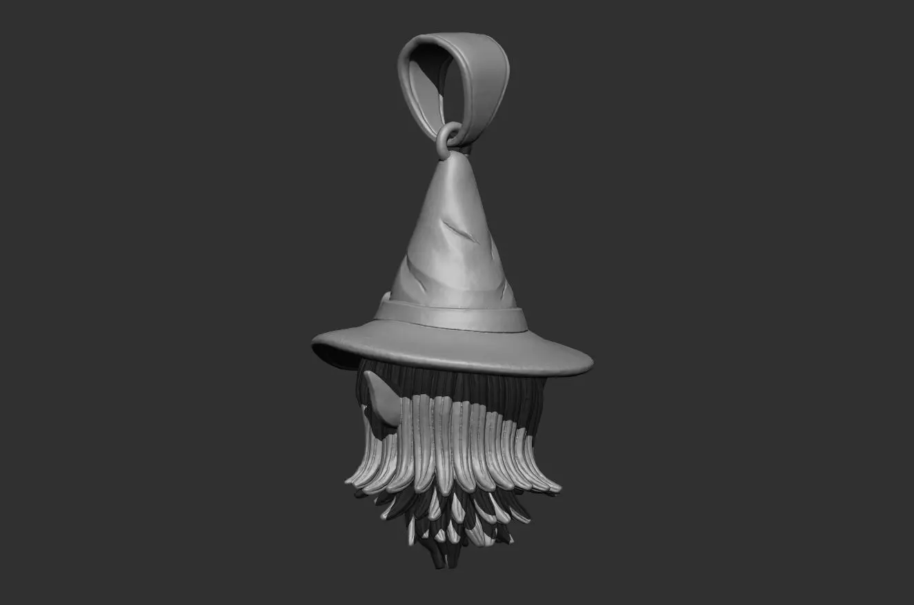 witch pendant - 35mm resin miniature - pre supported 3D print model_4