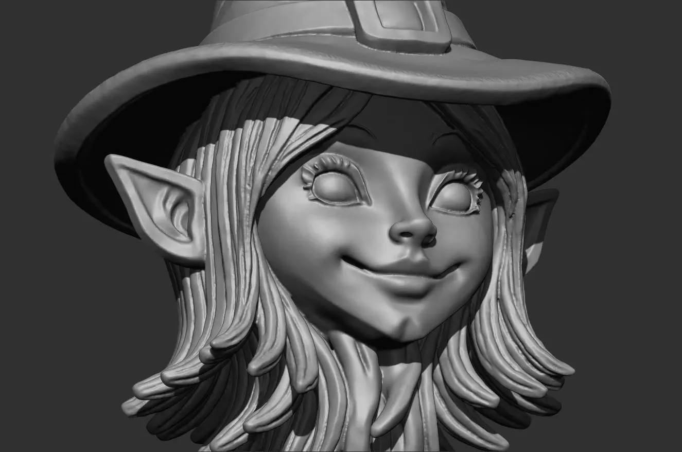 witch pendant - 35mm resin miniature - pre supported 3D print model_9