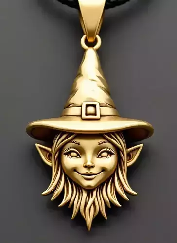 witch pendant - 35mm resin miniature - pre supported 3D print model witch pendant - 35mm resin miniature - pre supported 3D print model