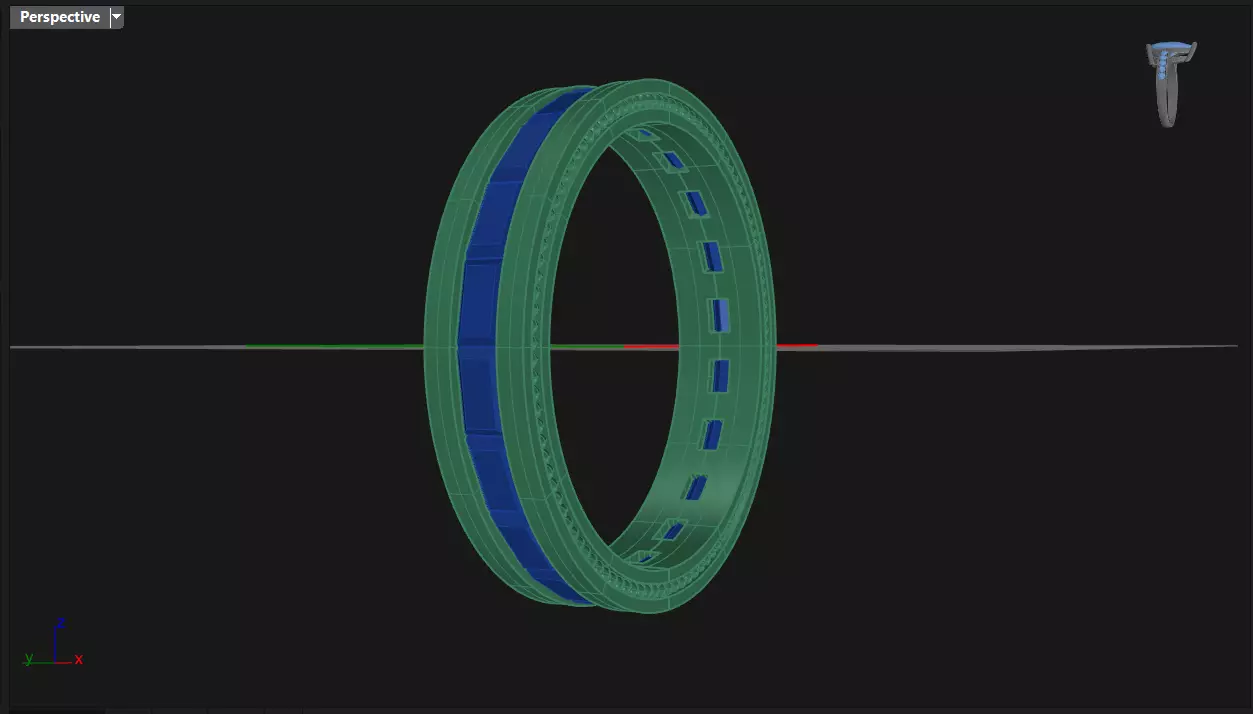 Channel Set BaguetteStraight eternity ring w bead N04 162CT EU54 3D print model_5