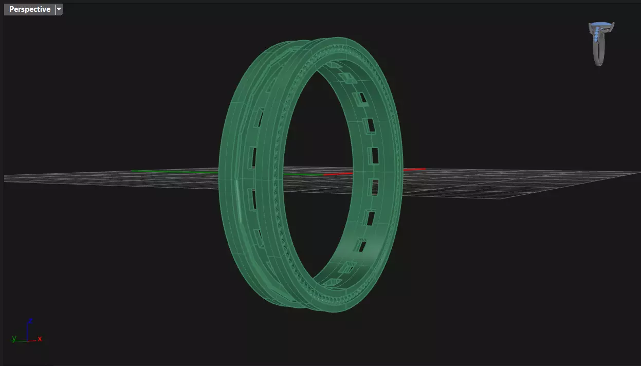 Channel Set BaguetteStraight eternity ring w bead N04 162CT EU54 3D print model_9