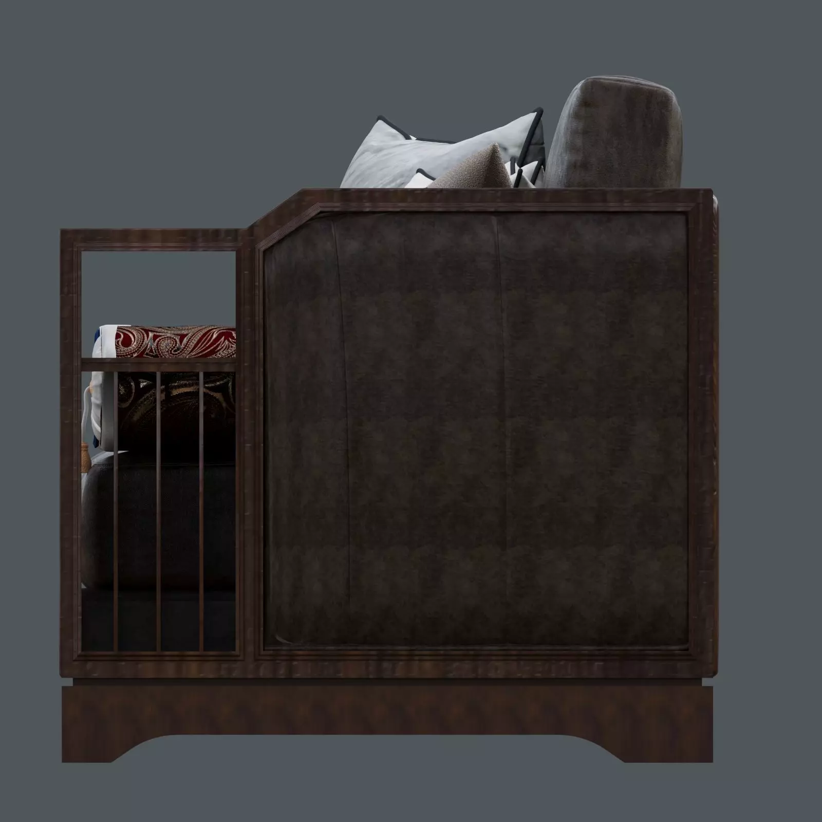 double armchair slatted 3D model 3D model_2