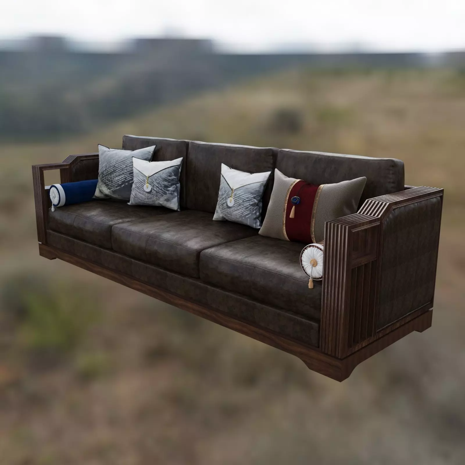 double armchair slatted 3D model 3D model_0