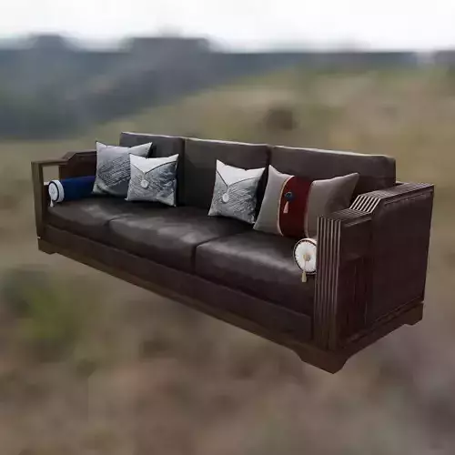 double armchair slatted 3D model