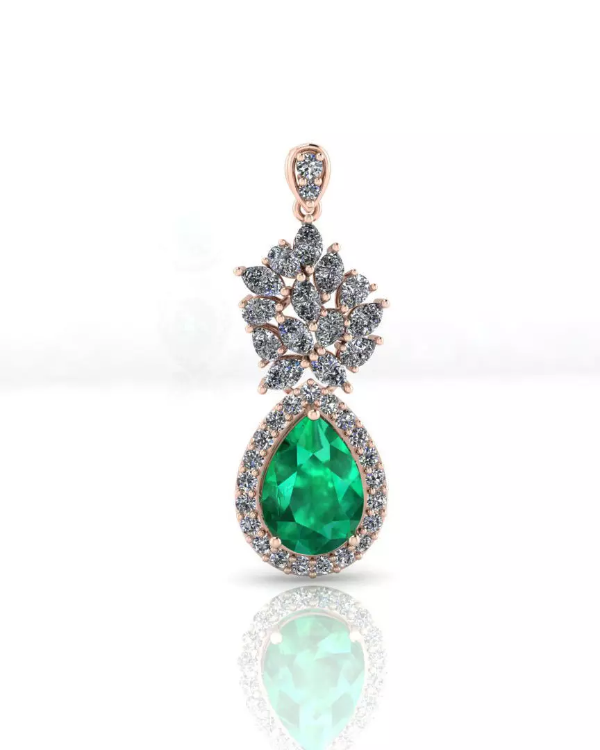 pear emerald jewelry pendant 3D print model_0