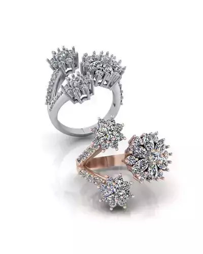 marquise and round bypass jewelry ring 