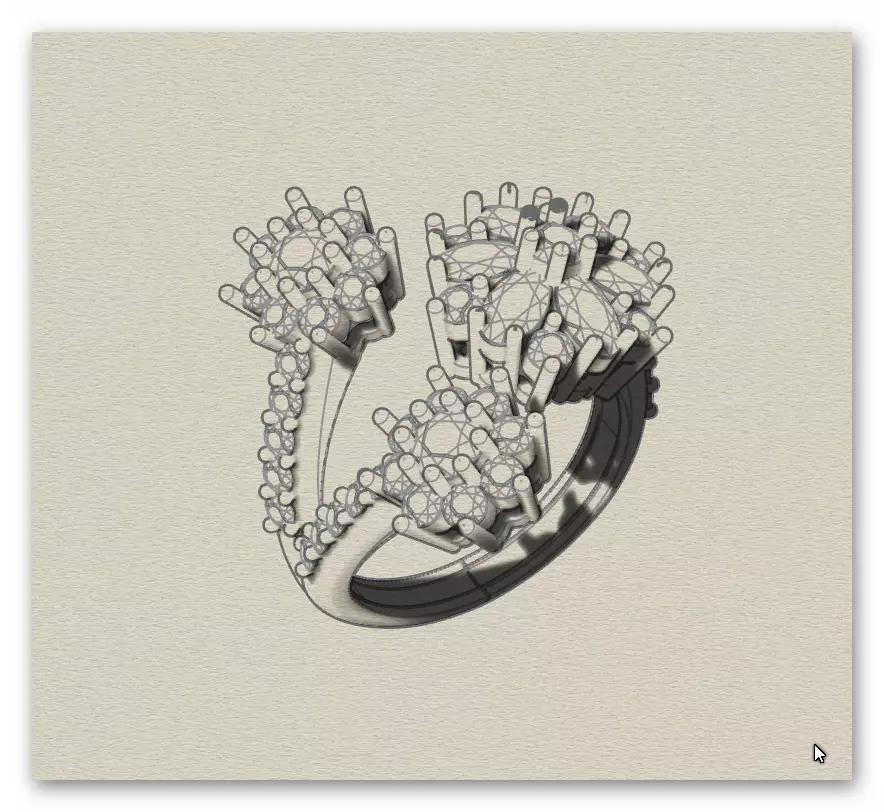 marquise and round bypass jewelry ring  3D print model_8