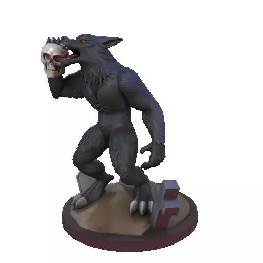 2643COLOR Werewolf Howling with Skull  3D Model  Halloween 3D print model_35