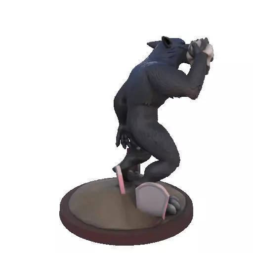 2643COLOR Werewolf Howling with Skull  3D Model  Halloween 3D print model_17