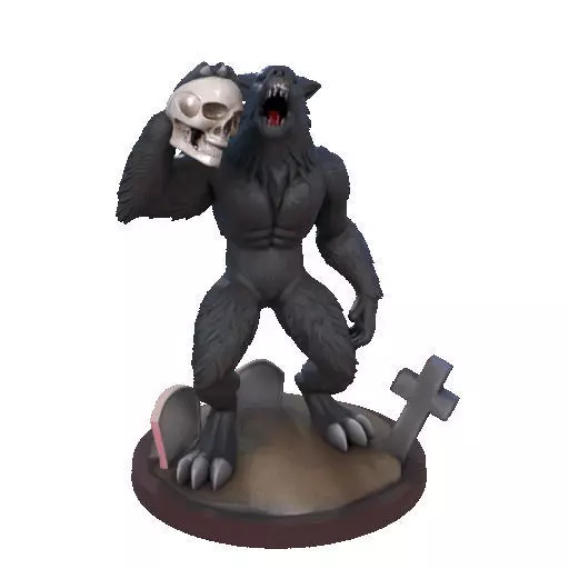 2643COLOR Werewolf Howling with Skull  3D Model  Halloween 3D print model_9
