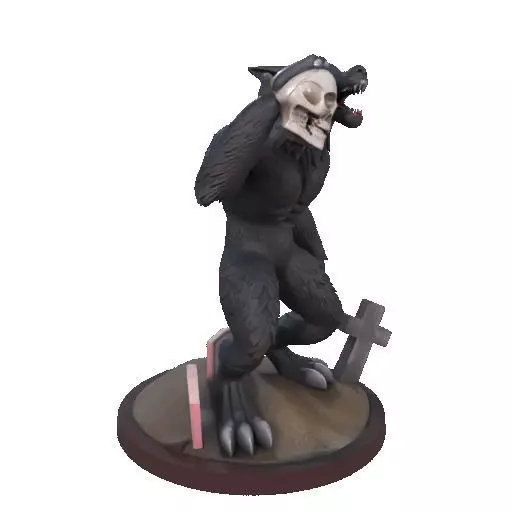 2643COLOR Werewolf Howling with Skull  3D Model  Halloween 3D print model_12