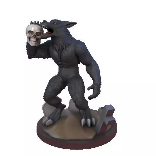 2643COLOR Werewolf Howling with Skull  3D Model  Halloween 3D print model_36