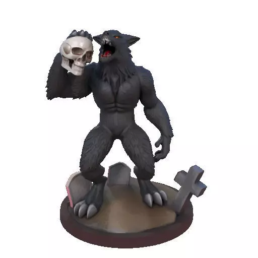 2643COLOR Werewolf Howling with Skull  3D Model  Halloween 3D print model_8