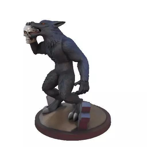 2643COLOR Werewolf Howling with Skull  3D Model  Halloween 3D print model_34