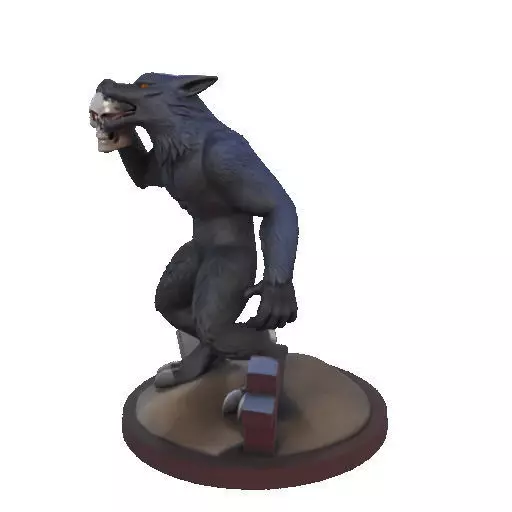 2643COLOR Werewolf Howling with Skull  3D Model  Halloween 3D print model_33