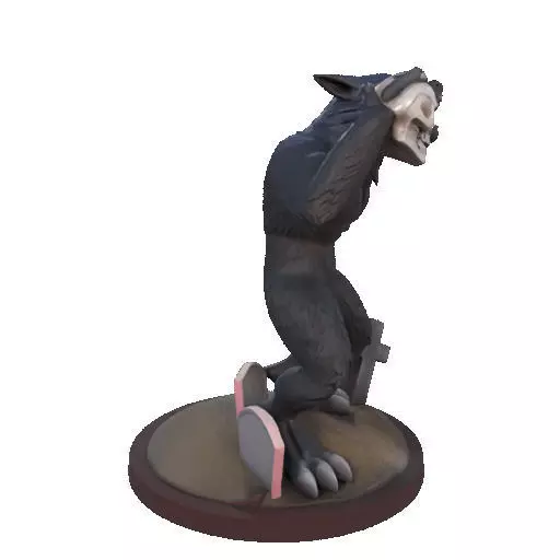2643COLOR Werewolf Howling with Skull  3D Model  Halloween 3D print model_14
