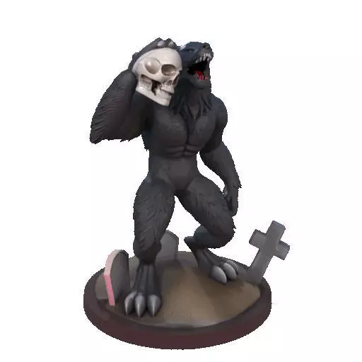 2643COLOR Werewolf Howling with Skull  3D Model  Halloween 3D print model_10