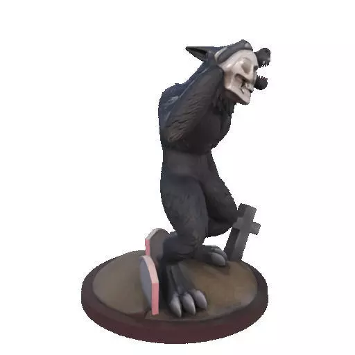 2643COLOR Werewolf Howling with Skull  3D Model  Halloween 3D print model_13