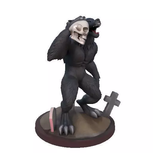 2643COLOR Werewolf Howling with Skull  3D Model  Halloween 3D print model_11
