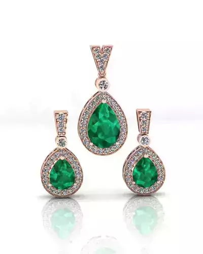pear halo jewelry set earring and pendant