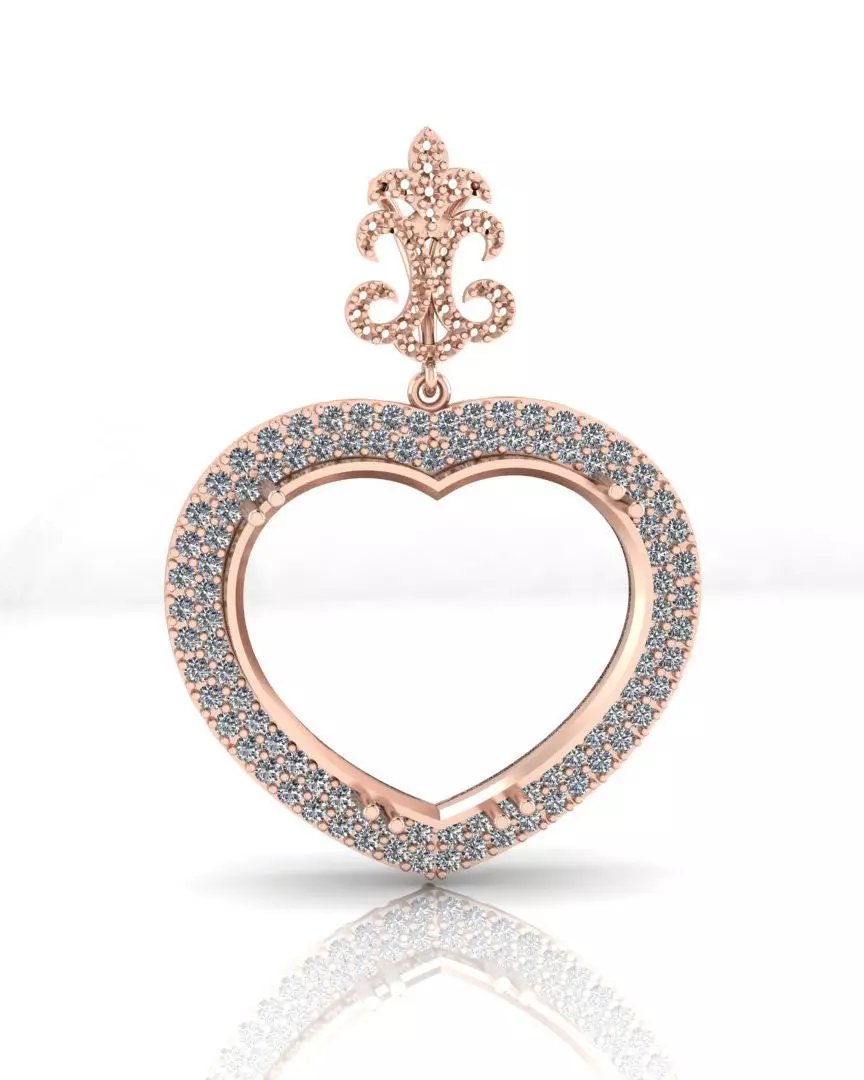 heart love pave setting jewelry pendant 3D print model