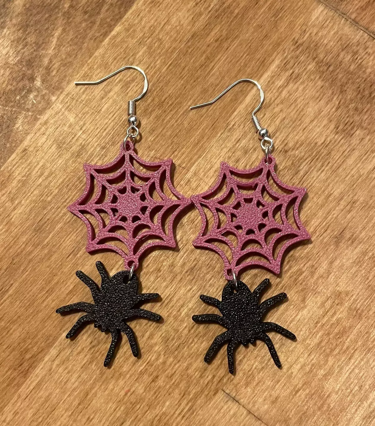 Spider Web Dangle Earrings STL 3D print model_0