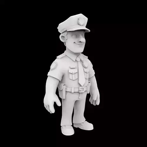 Police Officer Cartoon Character 3D Print Model