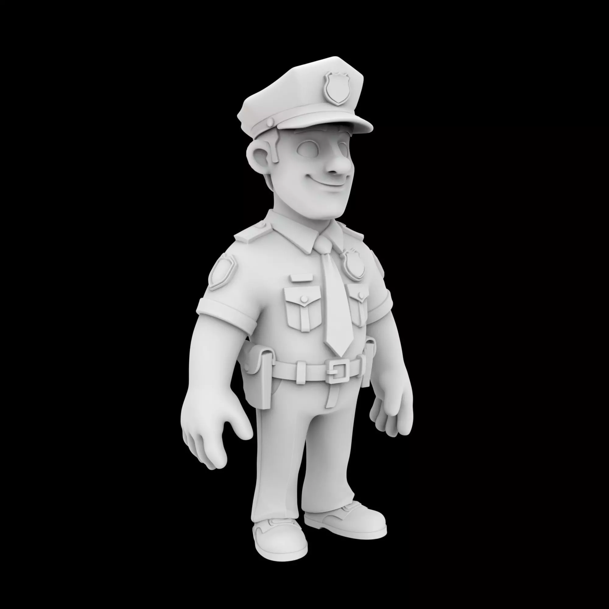 Police Officer Cartoon Character 3D Print Model 3D print model