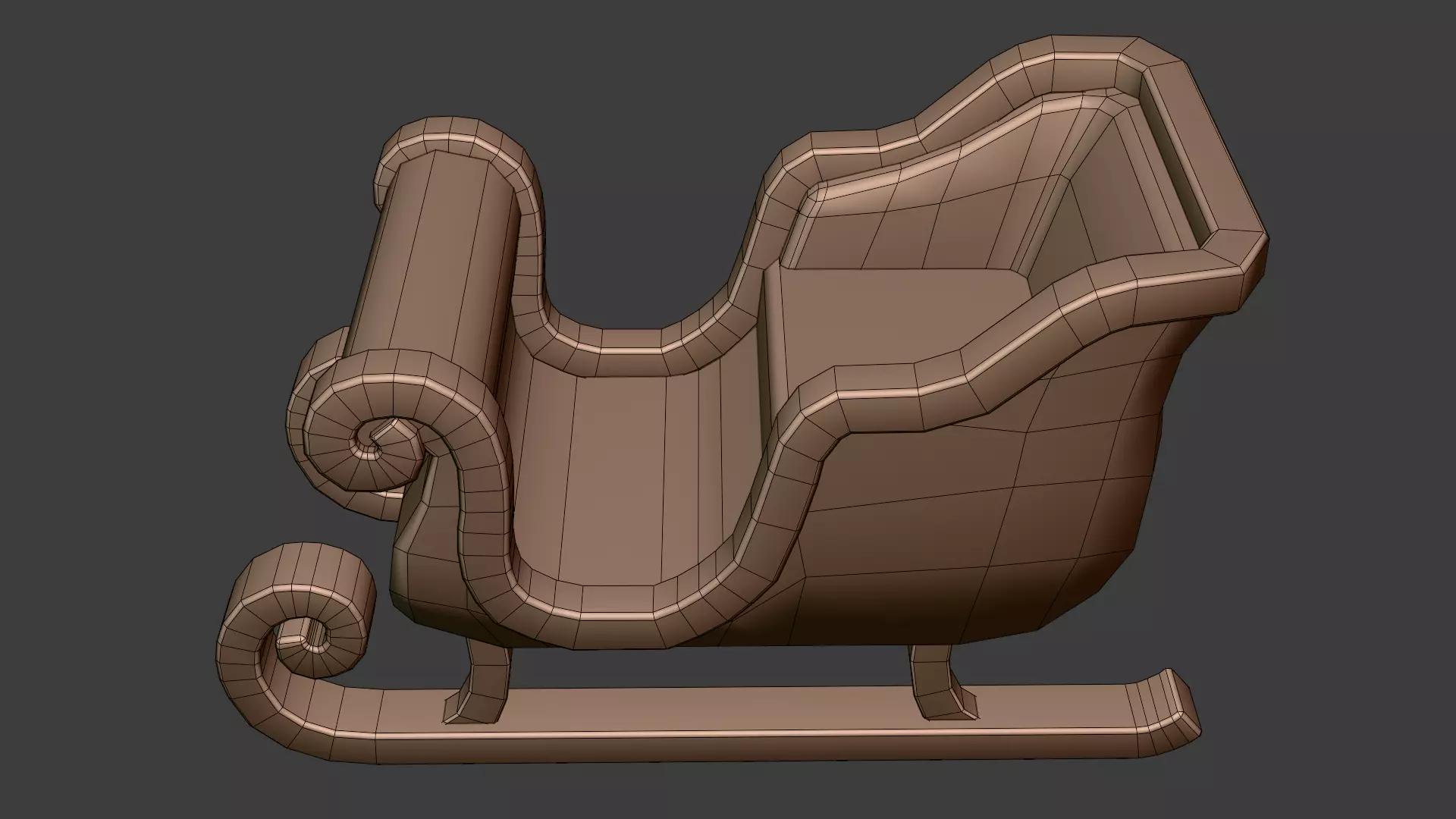 Low-Poly Cartoon Christmas Sleigh and Gift Set Low-poly 3D model_8