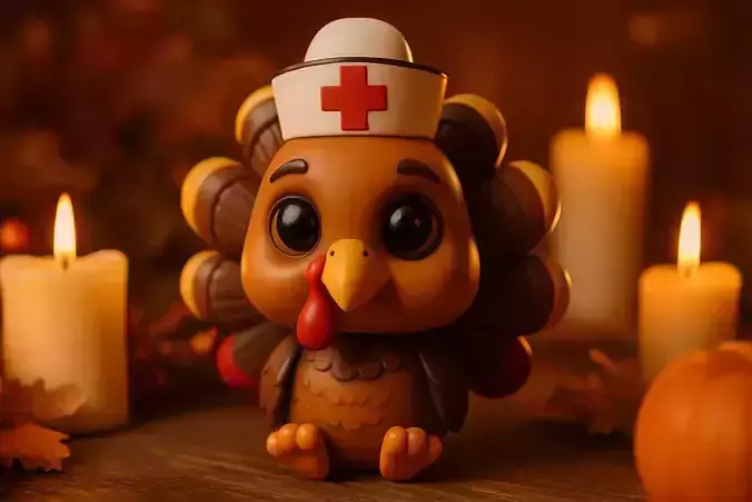 Cute Nurse Turkey Figurine Thanksgiving Nurse 3D print model