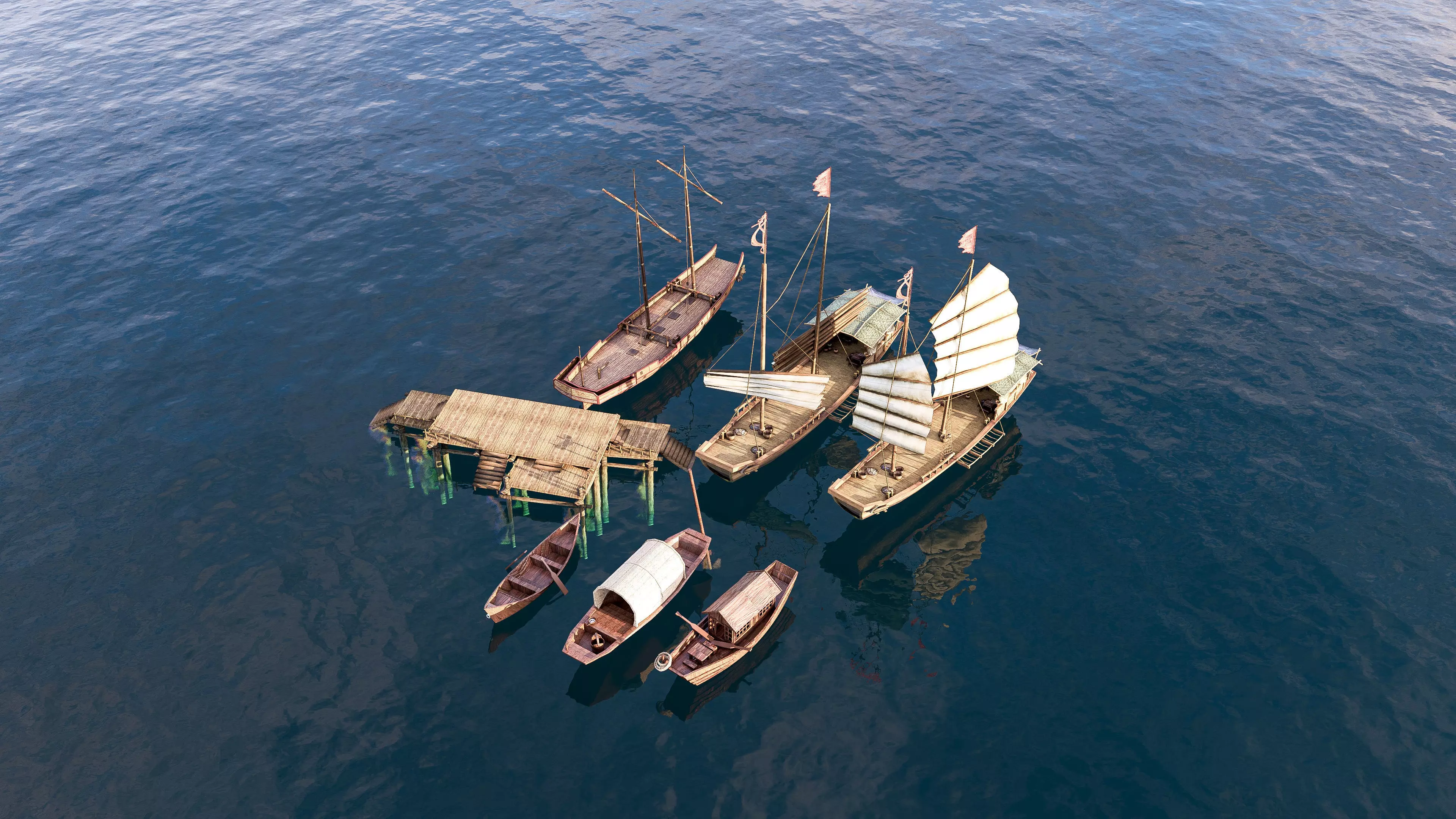 Wooden boat collection 2 Low-poly 3D model_18