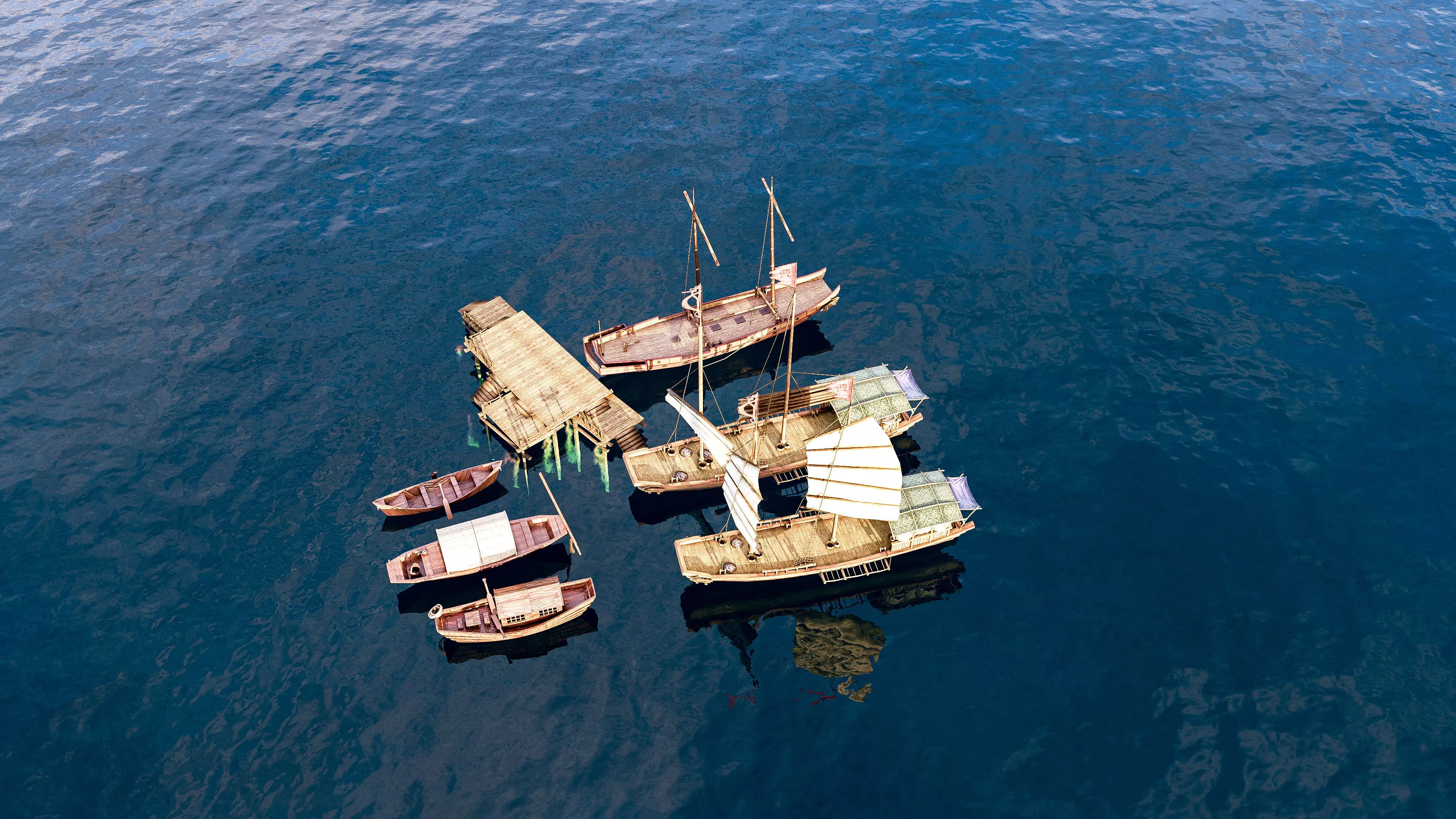 Wooden boat collection 2 Low-poly 3D model_17