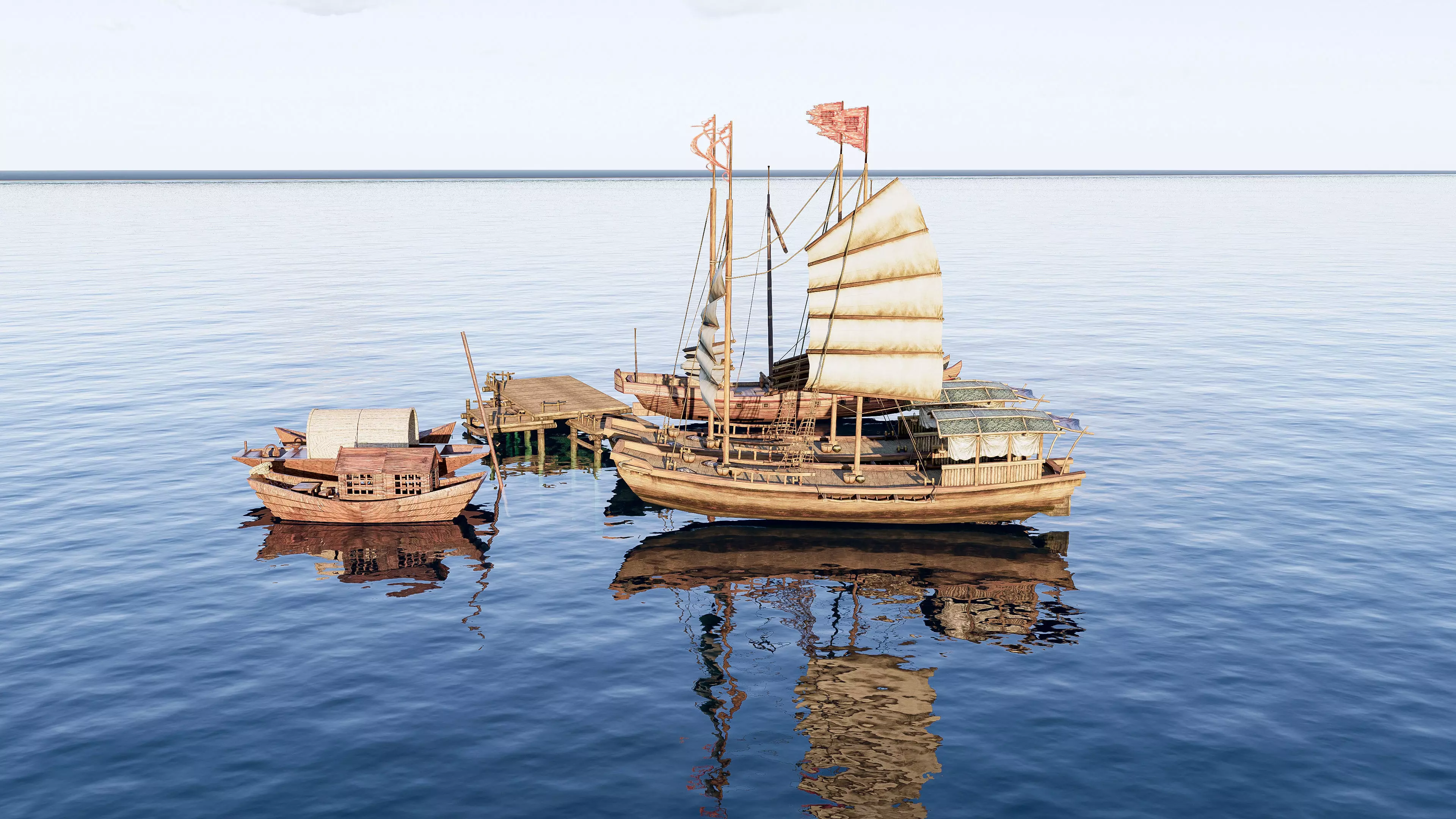 Wooden boat collection 2 Low-poly 3D model_13