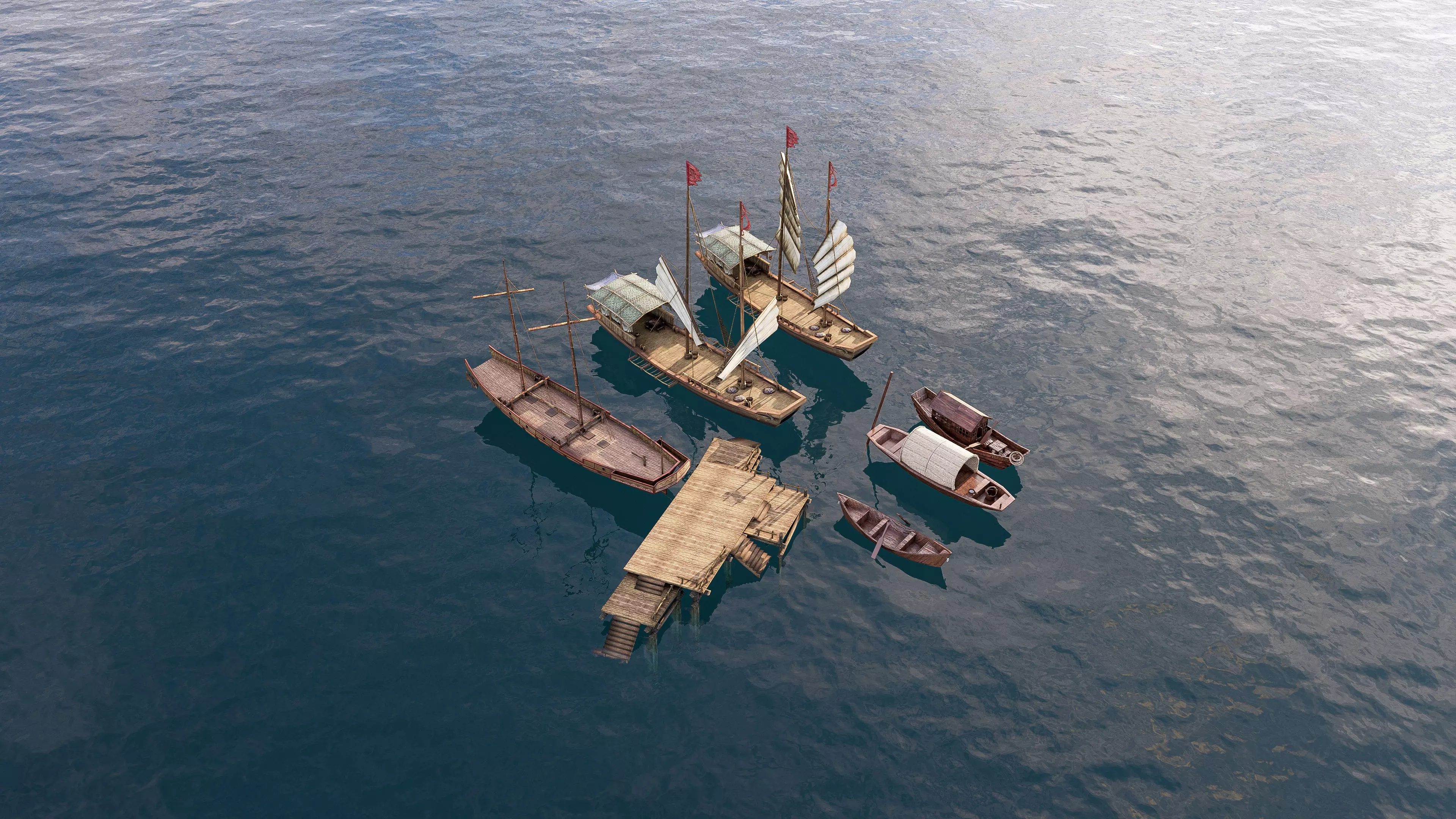 Wooden boat collection 2 Low-poly 3D model_14