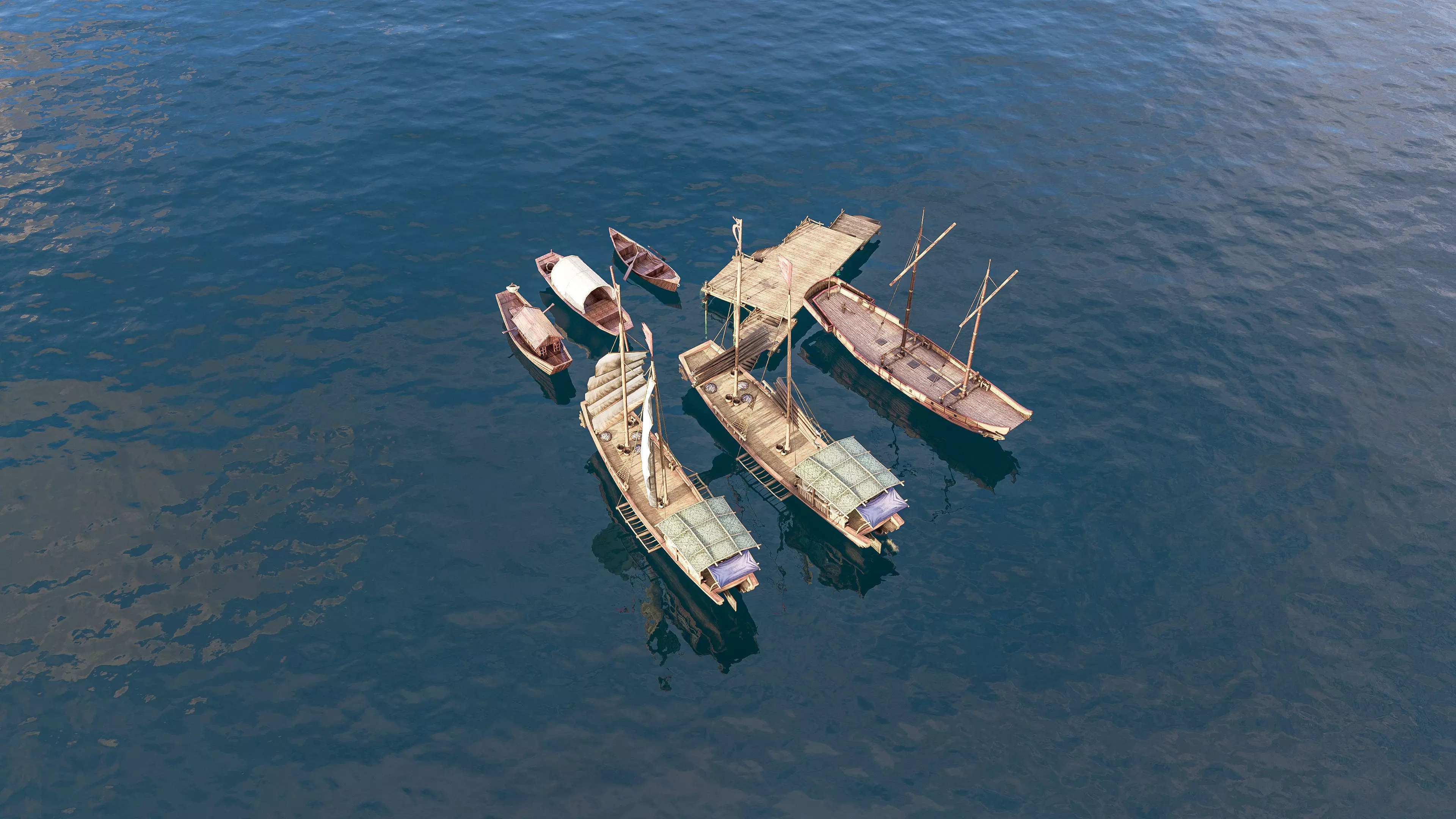 Wooden boat collection 2 Low-poly 3D model_16