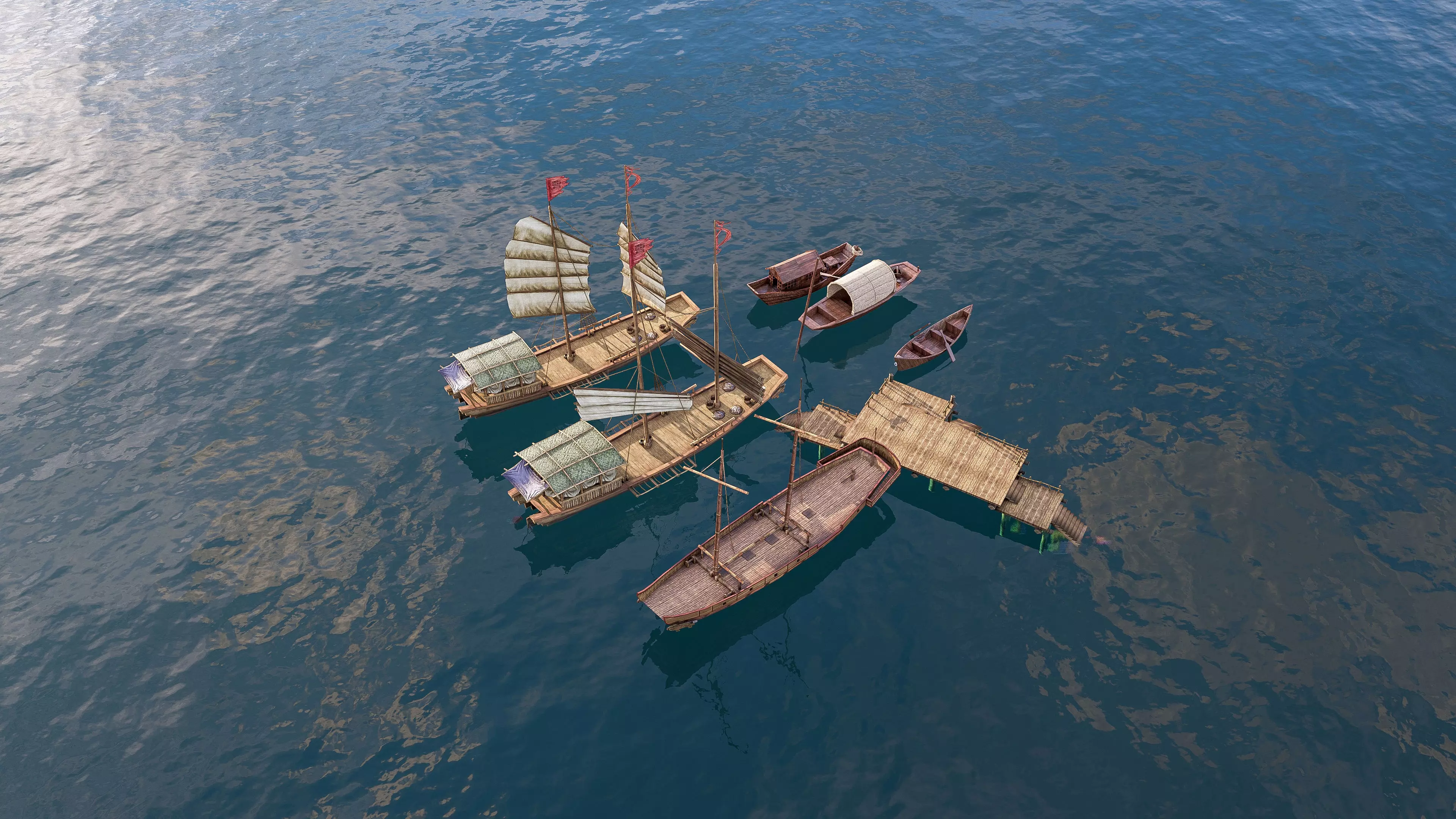 Wooden boat collection 2 Low-poly 3D model_15