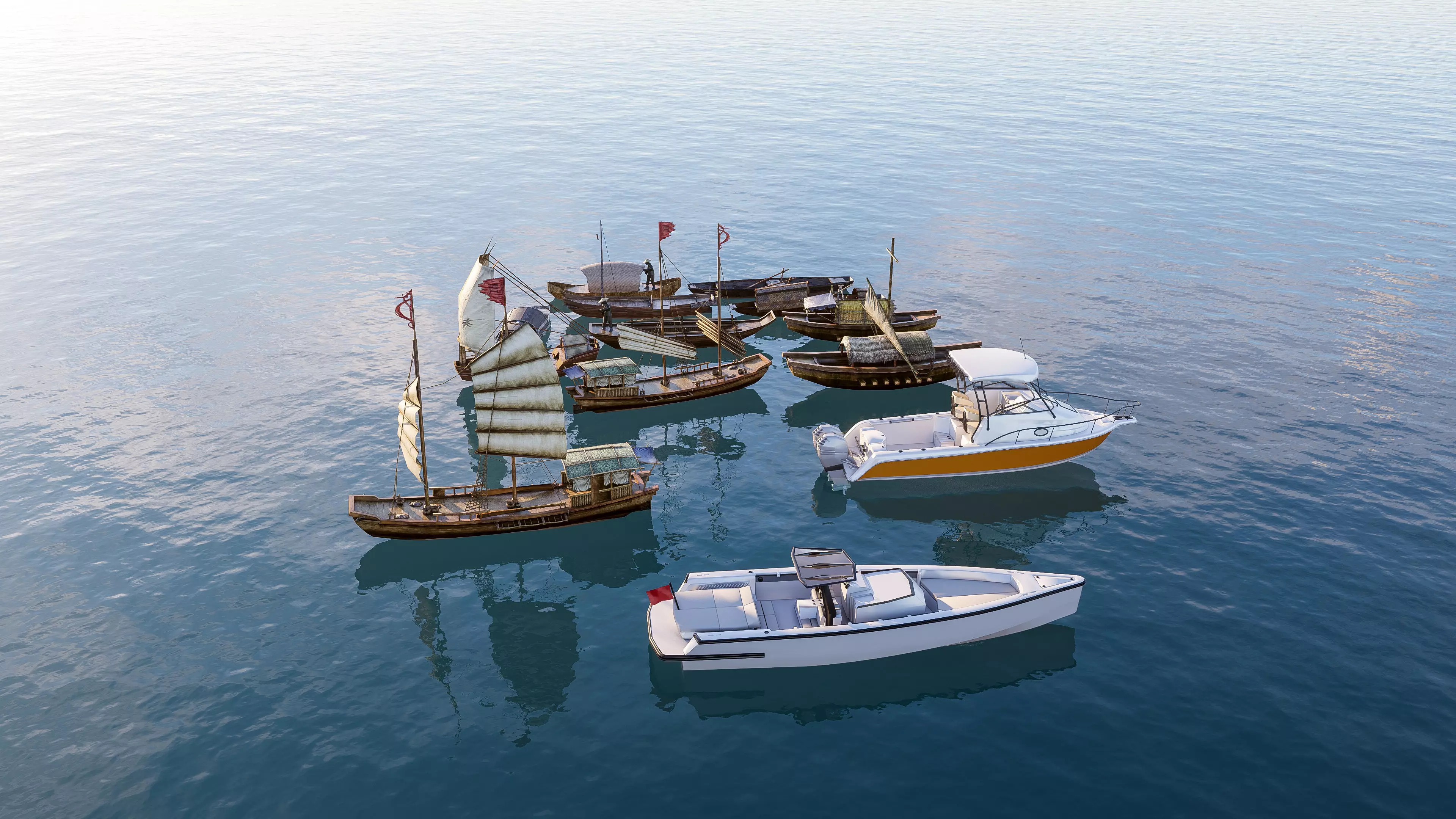 Wooden boat collection 3 Low-poly 3D model_14
