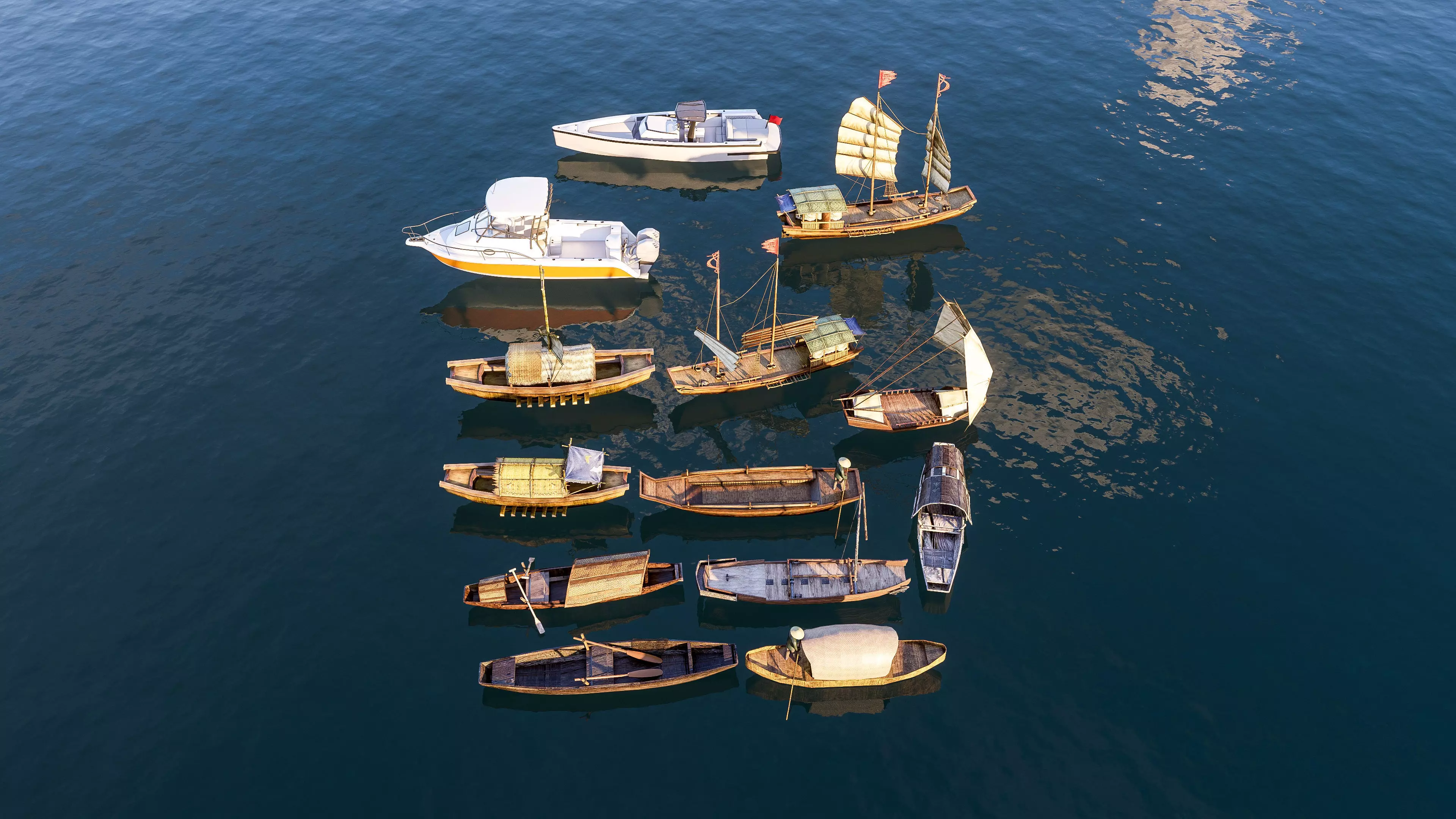Wooden boat collection 3 Low-poly 3D model_19