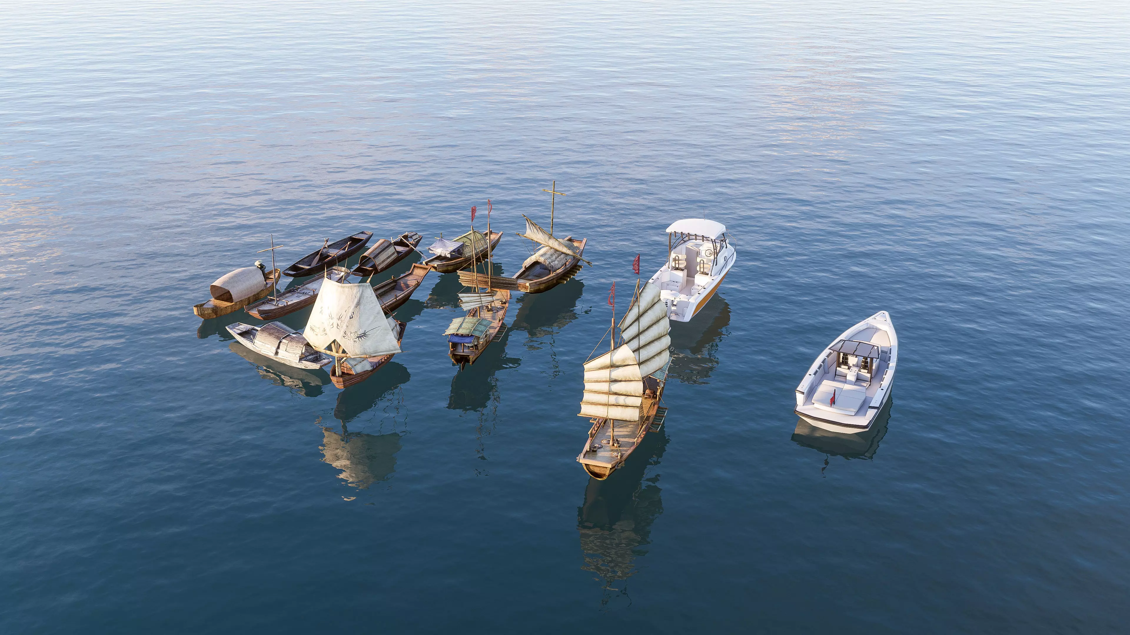 Wooden boat collection 3 Low-poly 3D model_15