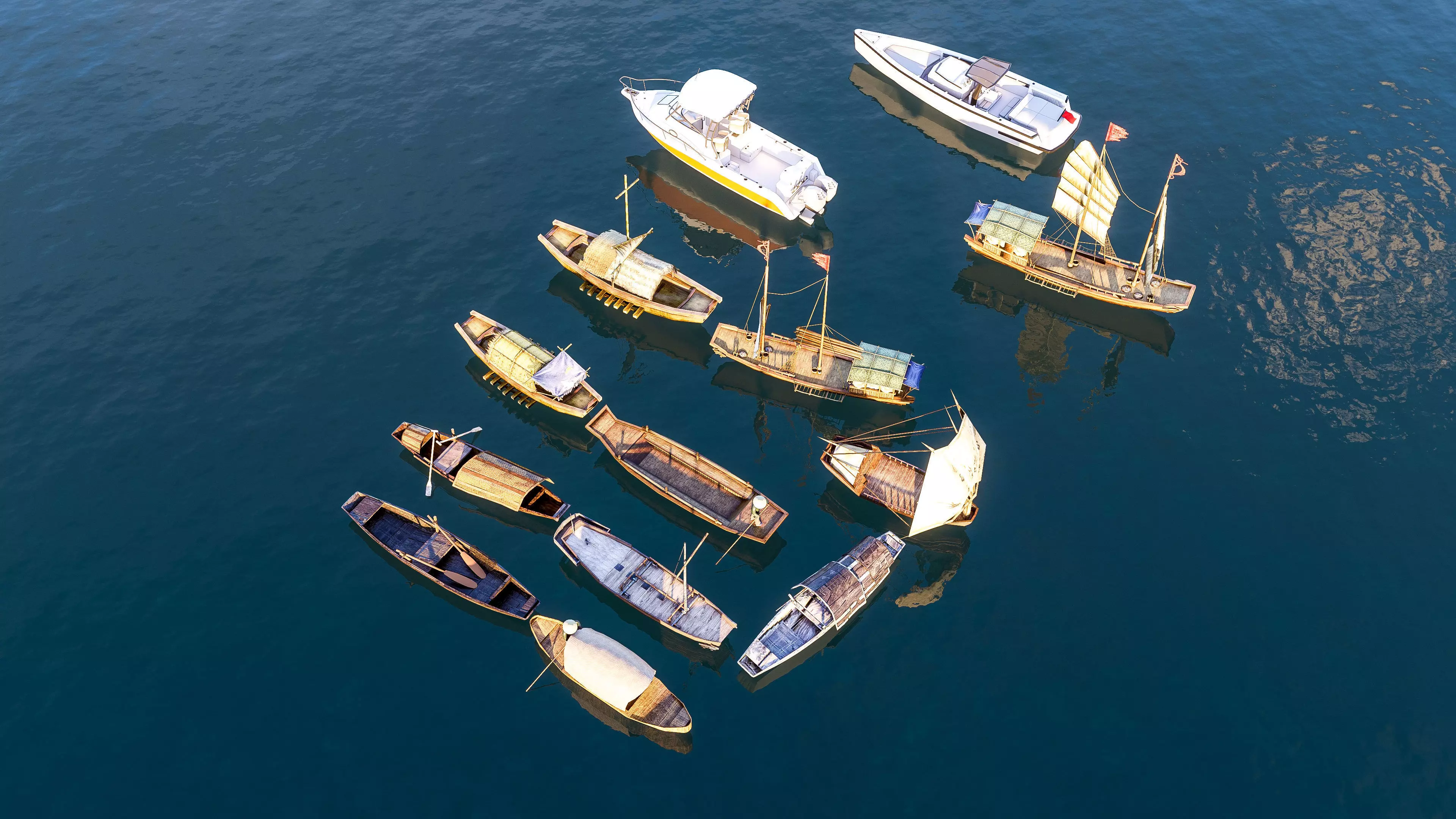 Wooden boat collection 3 Low-poly 3D model_18