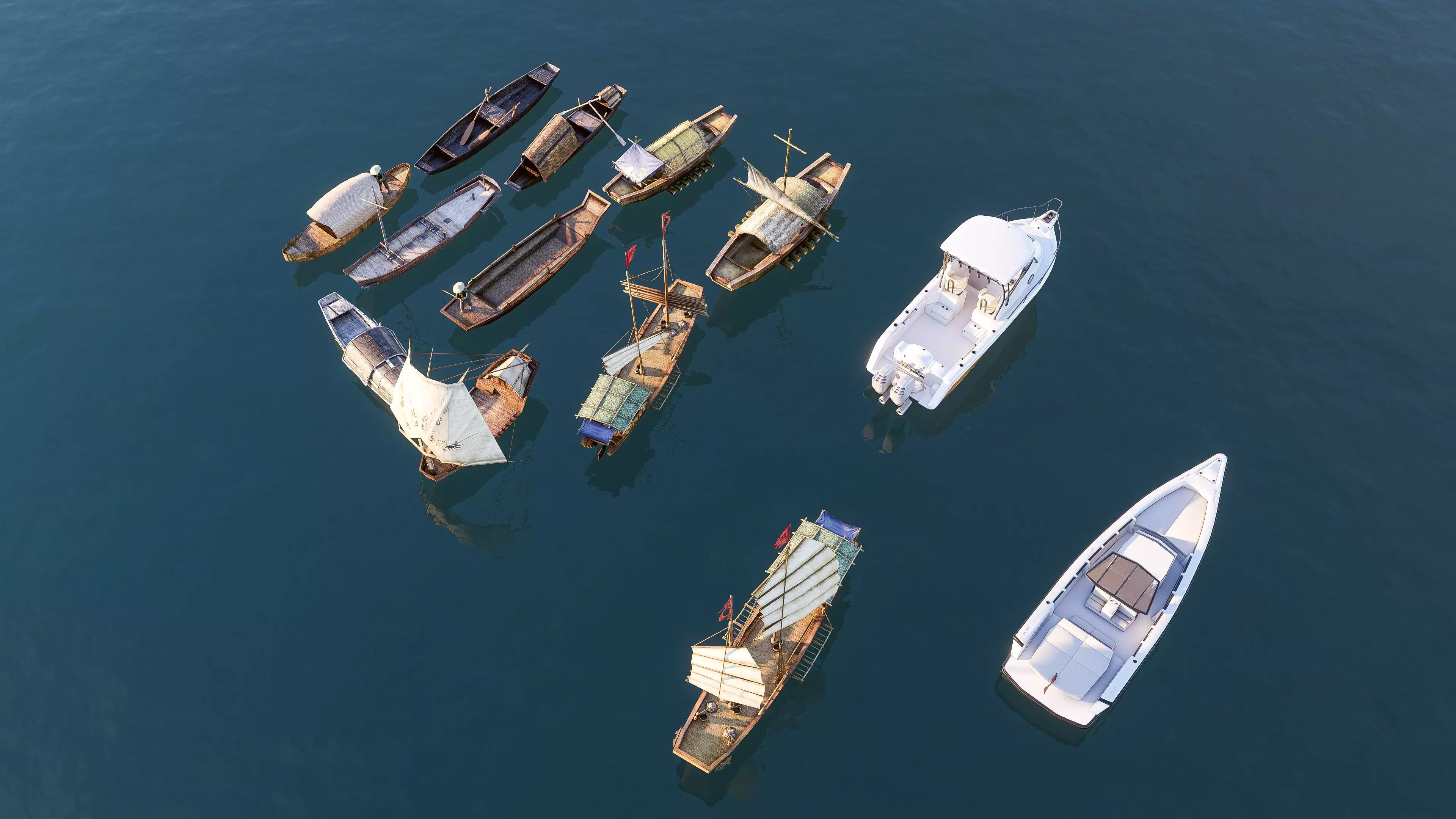 Wooden boat collection 3 Low-poly 3D model_16