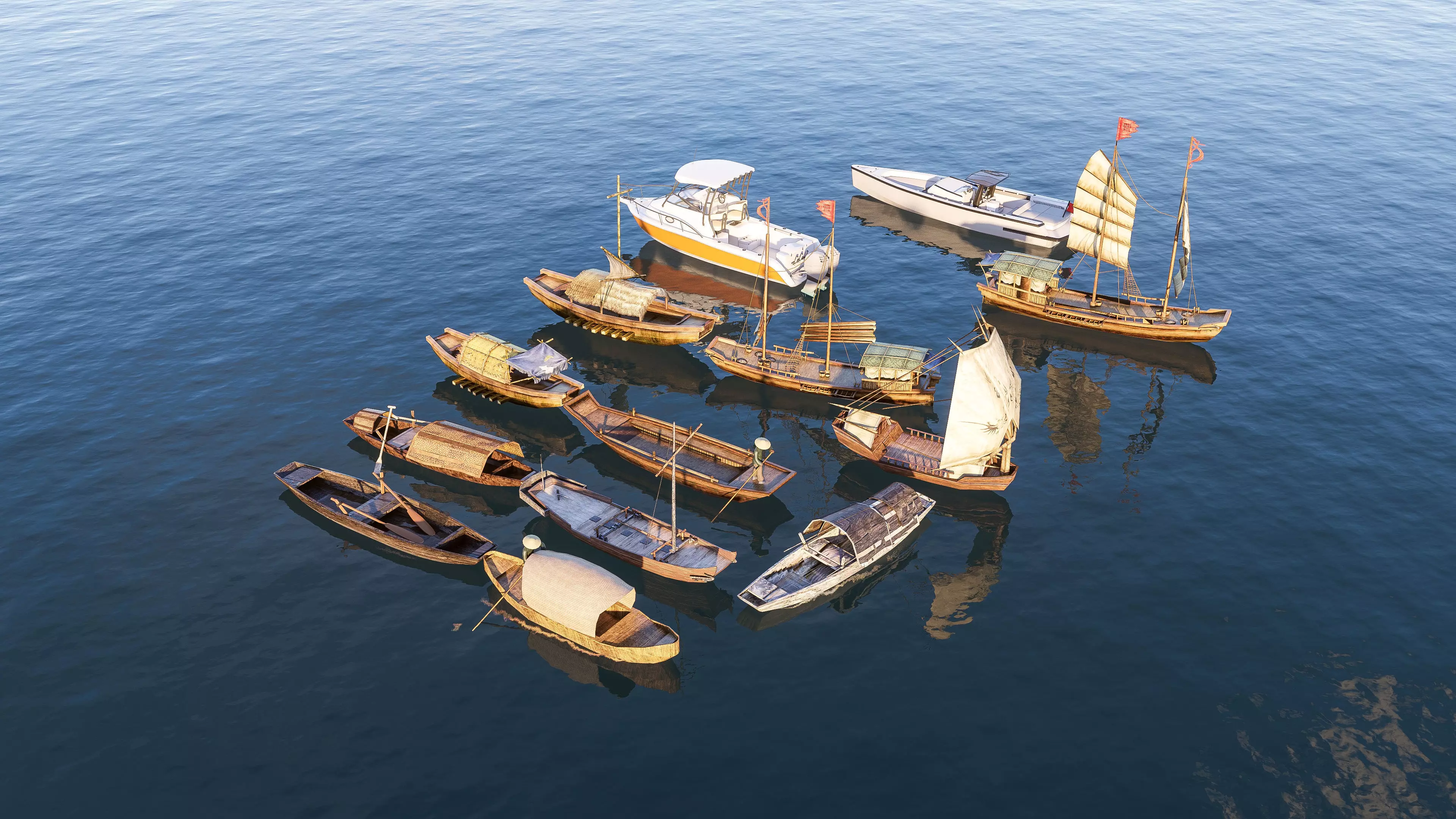Wooden boat collection 3 Low-poly 3D model_9