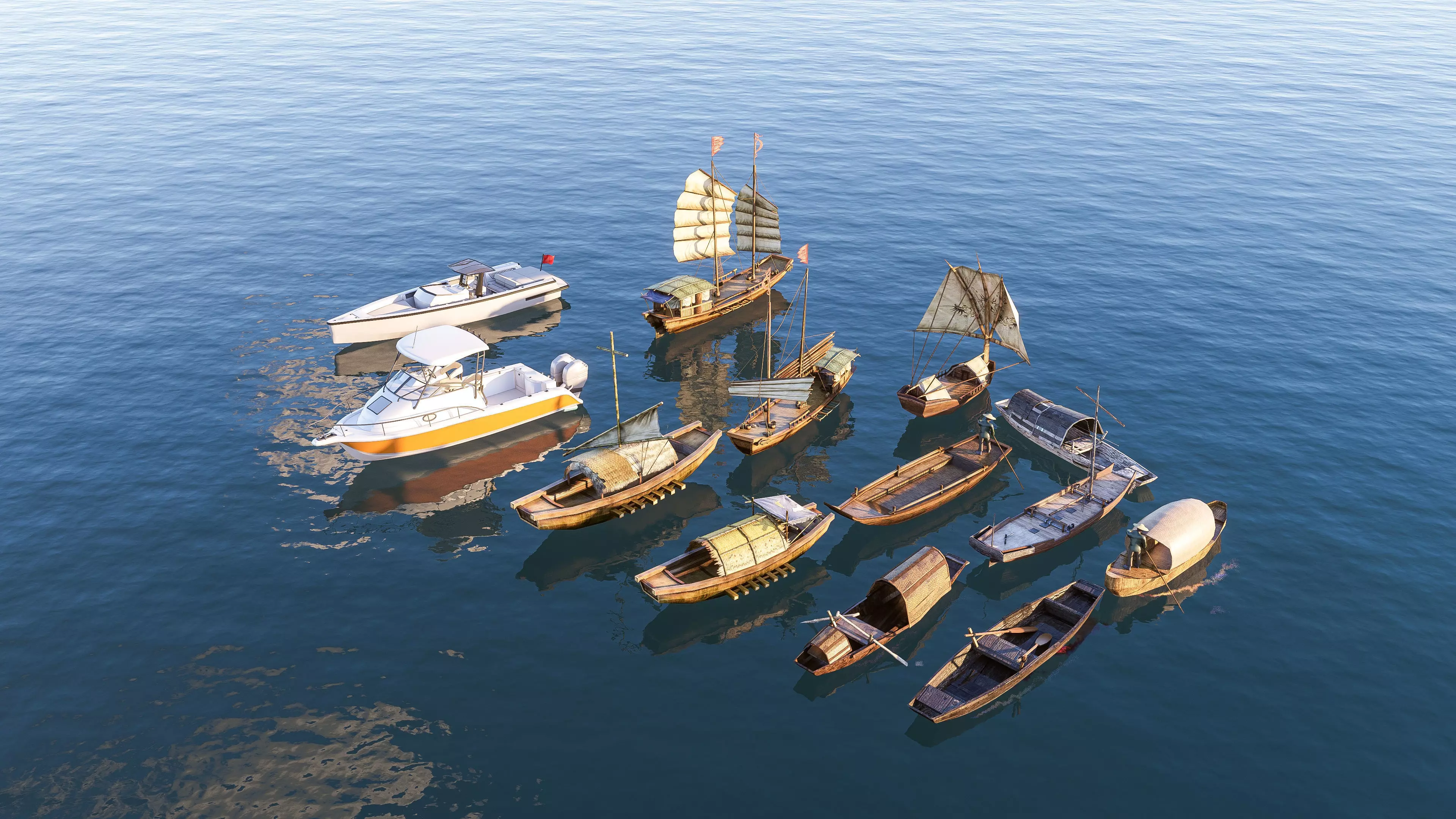 Wooden boat collection 3 Low-poly 3D model_11
