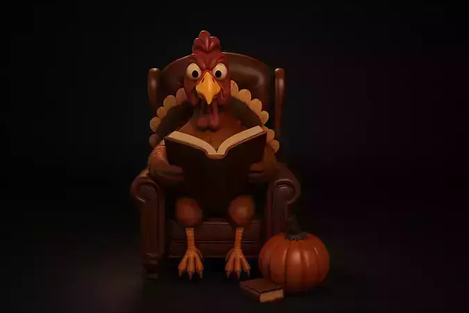 Thanksgiving Turkey Reading Chair Decor Cozy Fall Holiday 