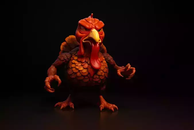 Ferocious Turkey Warrior Unique Fantasy Bird Figurine