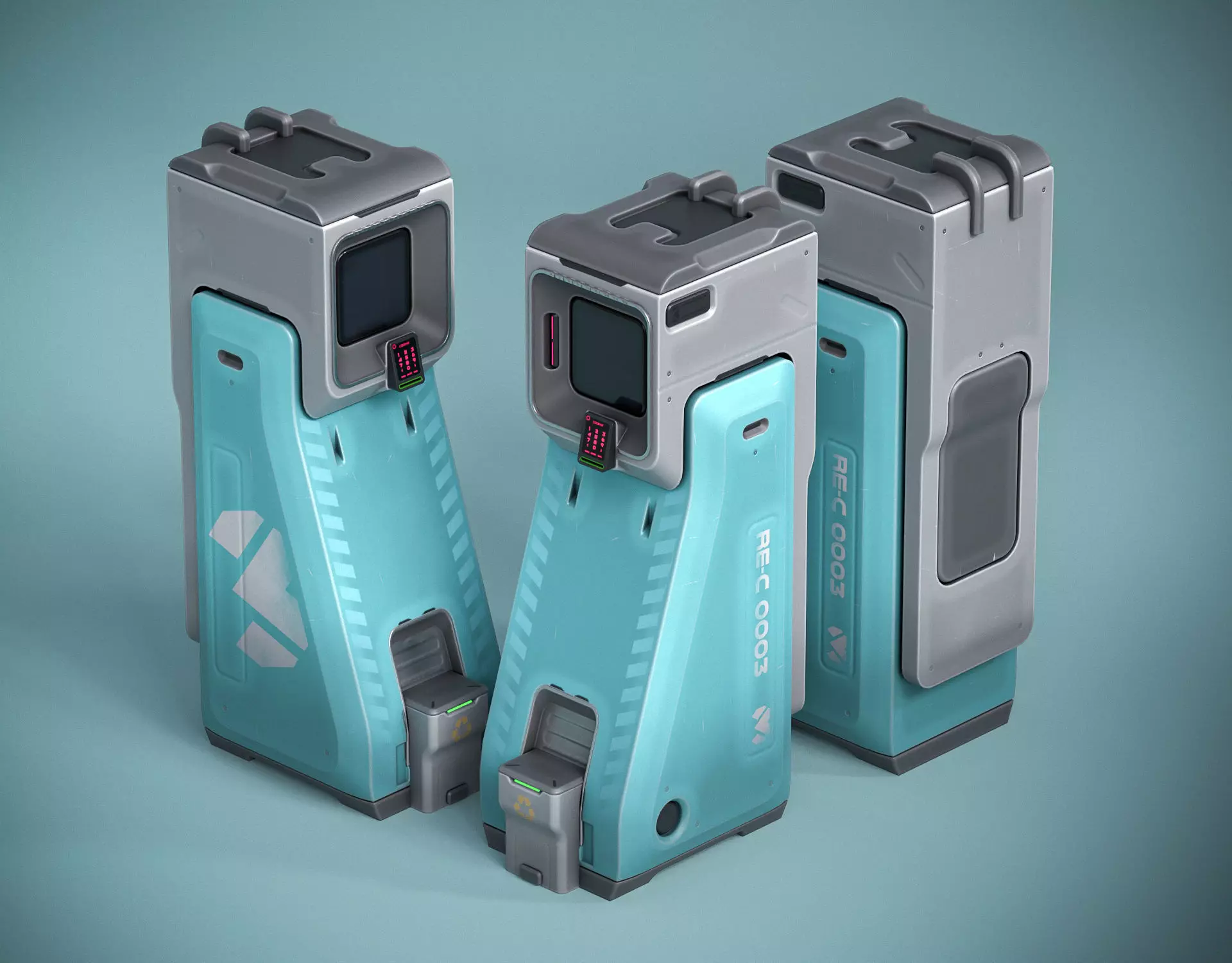 Sci-fi Console X3 PBR Low-poly 3D model_0