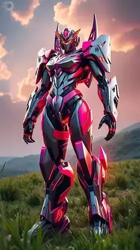 Futuristic Pink Silver Mech Suit Glowing Transformer Field 3D Low-poly 3D model