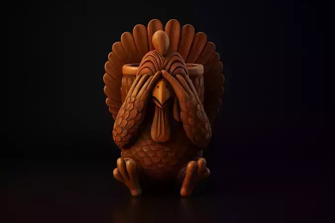Peekaboo Turkey Cute Thanksgiving Turkey Figurine Fall Holiday