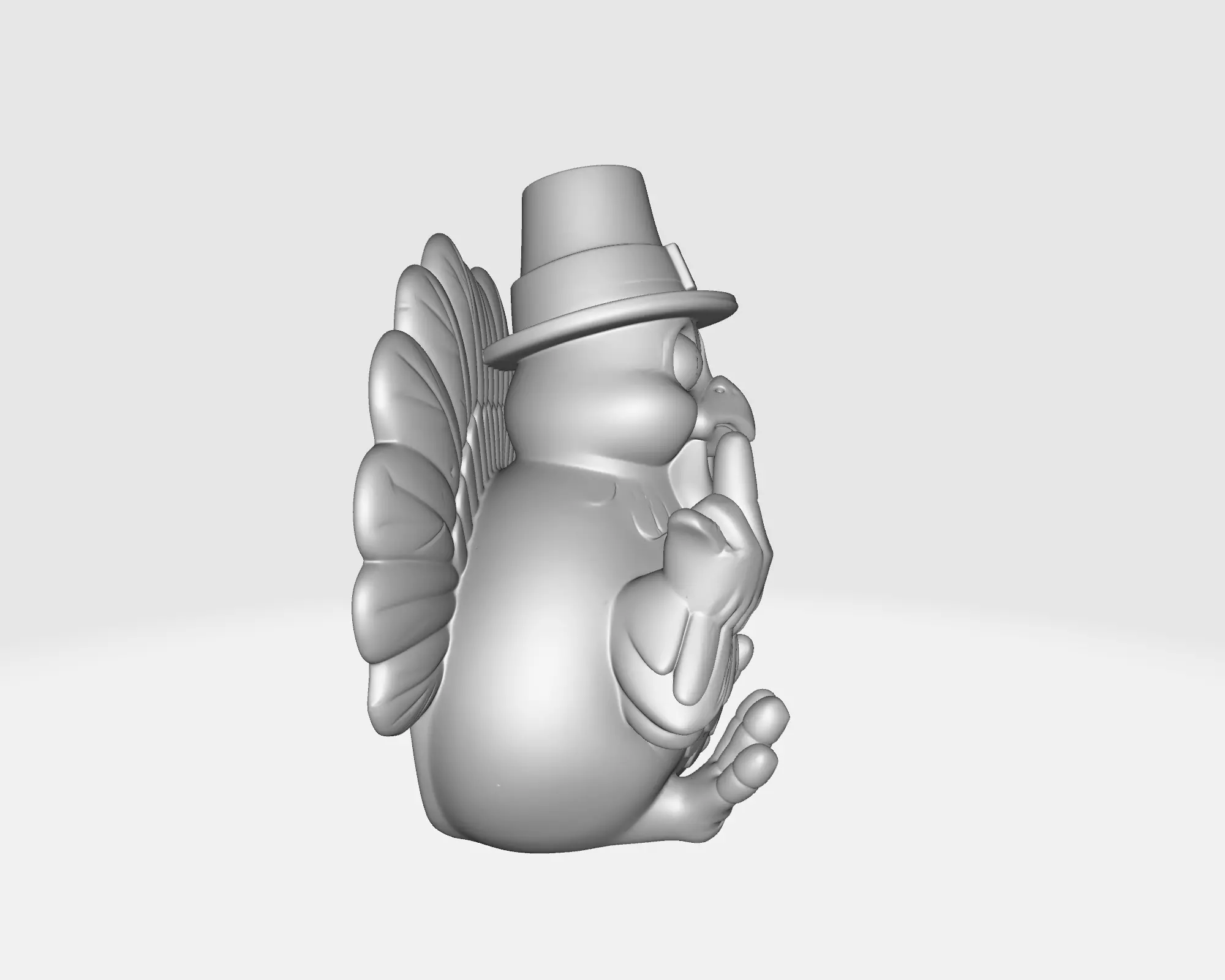 Funny Thanksgiving Turkey Middle Finger Statue Pilgrim Hat  3D print model_8