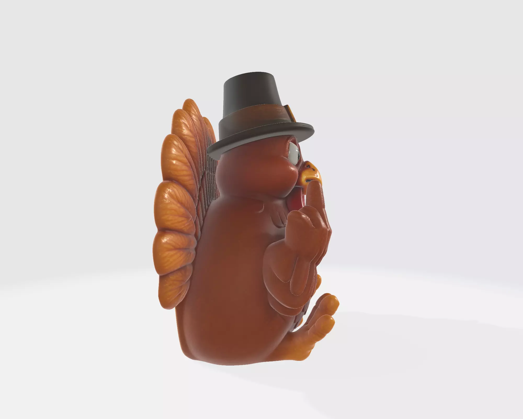 Funny Thanksgiving Turkey Middle Finger Statue Pilgrim Hat  3D print model_4